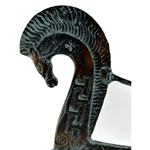 Bronze Chariot of Goddess Athena Sculpture Holding an Owl atop Horse - Picture 6 of 13